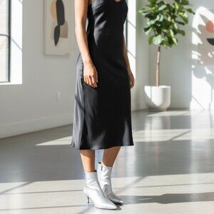 Rachel Zoe Metallic Silver Kitten Heel Bootie NWOB Vegan Size 7.5